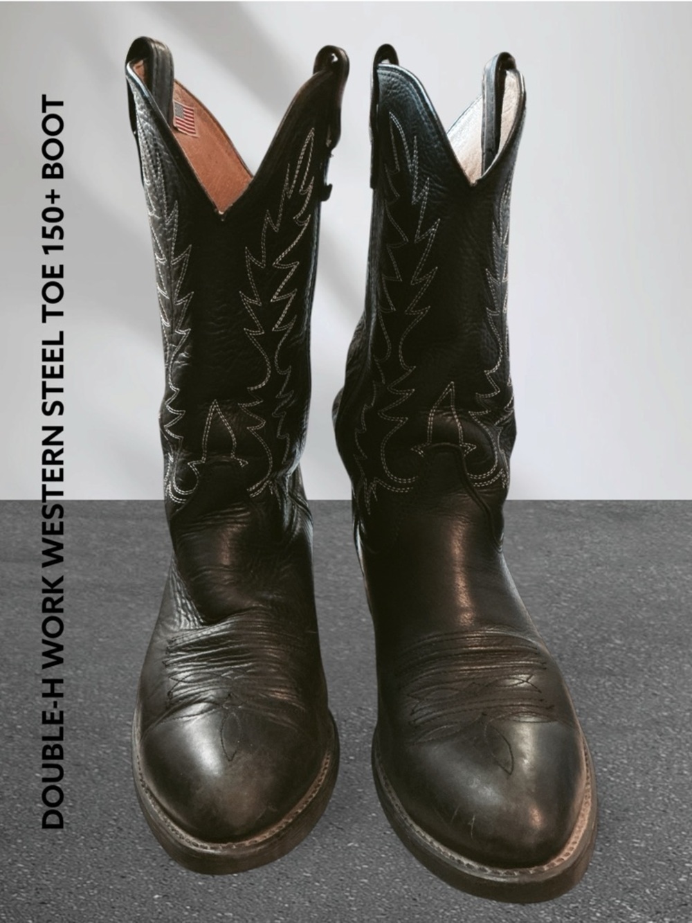 🌸Double-H Work Western Steel Toe Cowboy Boots - Black